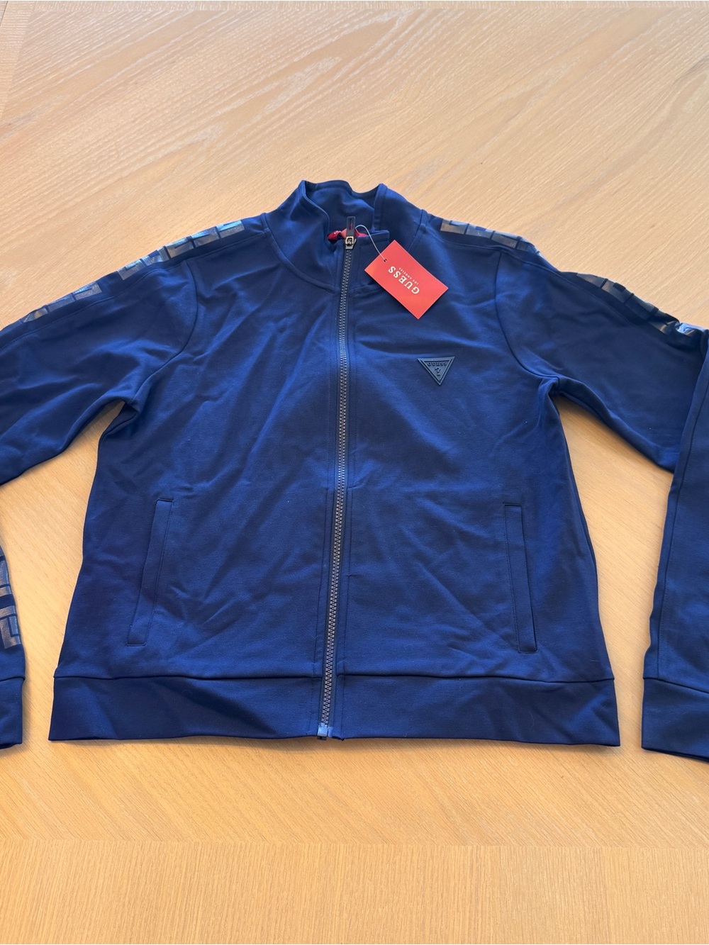 Guess Women’s Navy Zip-Front Track Jacket Cropped